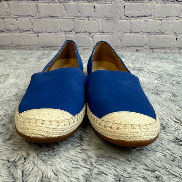 Dansko Lesley Blue Leather Espadrille Flats Size 39 US 8.5-9 Slip On Beach Cap - Picture 6 of 11